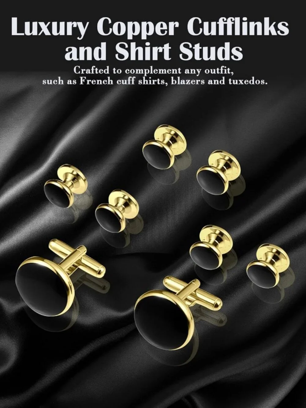 Classic Men's Tuxedo Cufflinks and Studs Set - Elegant Formal Accessories